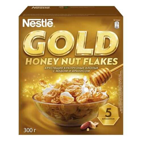 Готовый завтрак Gold honey nut flakes 300 г в Да