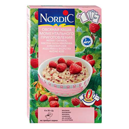 Овсяная каша Nordic моментального приготовления с малиной 210 г 6 шт*35 г в Да