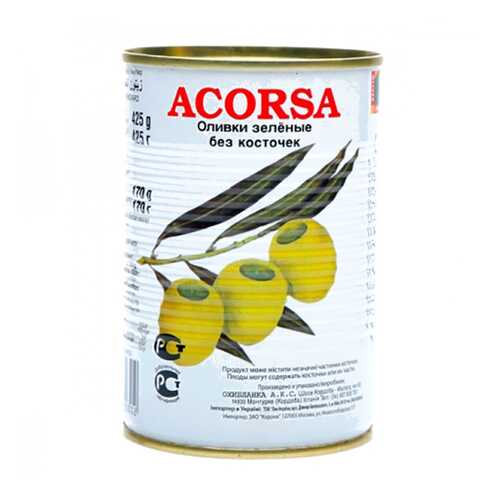 Оливки Acorsa зеленые крупные без косточки 425 г в Да