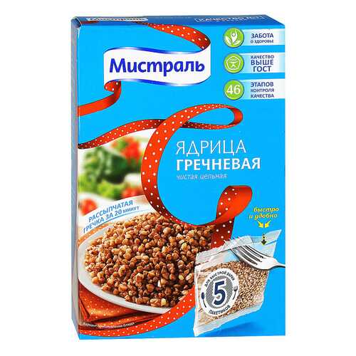 Крупа гречневая Мистраль ядрица чистая цельная 80 г 5 пакетиков в Да