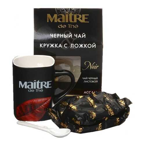 Чай черный в подарочном наборе Maitre ассам и керамическая кружка с ложкой 90 г в Да