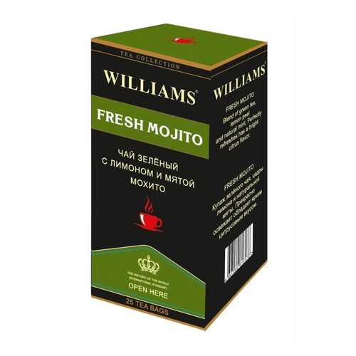 Чай Williams Fresh Mojito, зеленый с лимоном и мятой мохито, 25 пакетиков в Да