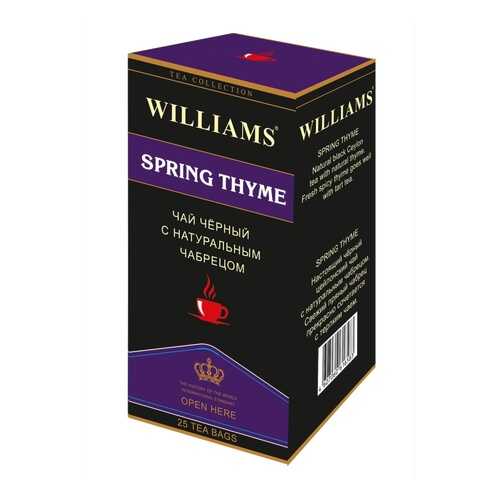Чай Williams Spring Thyme, черный цейлонский с натуральным чабрецом, 25 пакетиков в Да