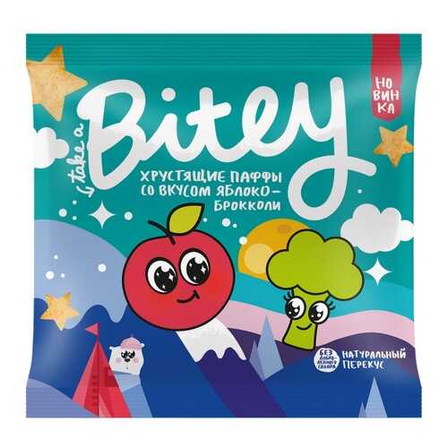 Экструдированные мультизлаковые фигурки Take a Bitey Паффы со вкусом Яблоко-Брокколи 20 г в Да