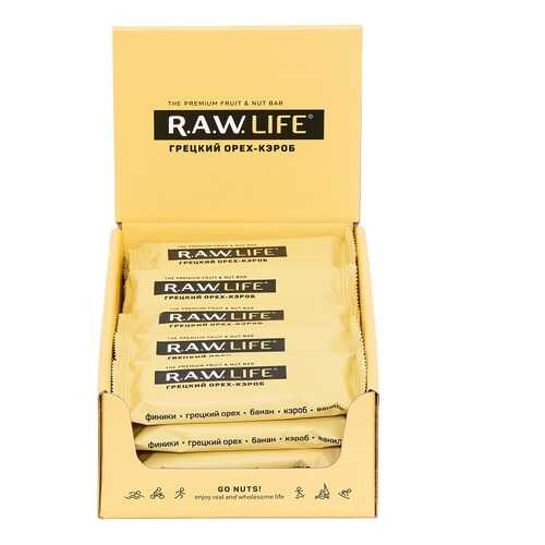 R.A.W. LIFE Орехово-фруктовые батончики 47 г, 20 шт, вкус: грецкий орех-кэроб в Да