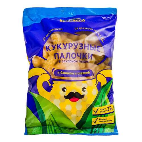 Палочки кукуруз. в сах.пудре с бананом и стев. 95 г в Да
