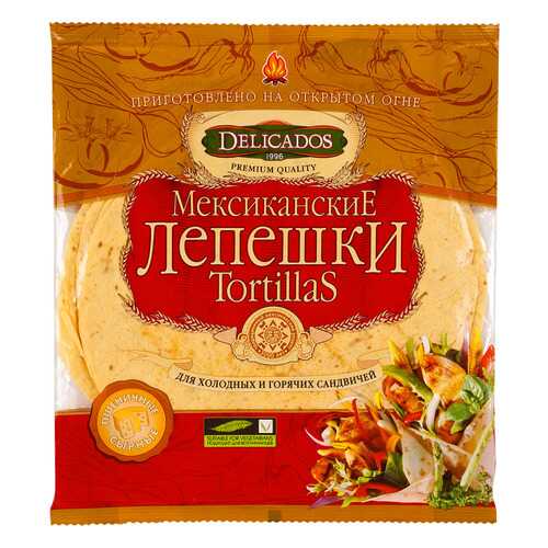Лепешки Delicados tortillas мексиканские для сандвичей пшеничные сырные 6 штук в Да