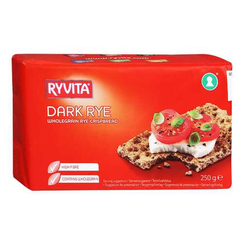 Хлебцы Ryvita ржаные из цельного зерна dark rye 12 штук в Да
