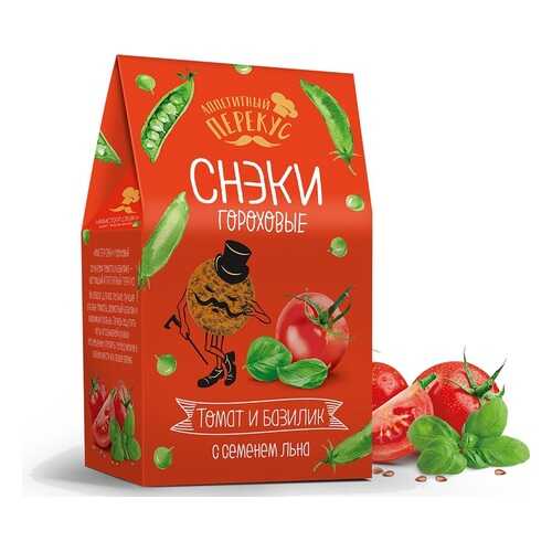 Снэки гороховые Актру с семенем льна, томатом и базиликом 100 г в Да