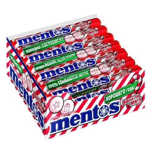 Драже Mentos ваниль, мята жевательное 21*37 г в Да