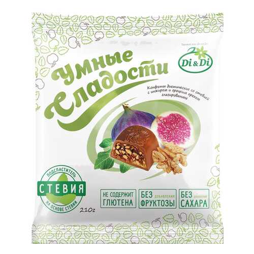 Конфеты со стевией Умные сладости с инжиром и грецким орехом глазированные 210 г в Да