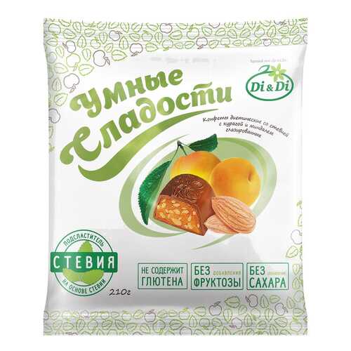Конфеты со стевией Умные сладости с курагой и миндалем глазированные 210 г в Да