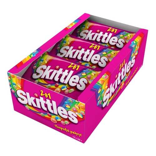 Освежающие конфеты Skittles 2в1 38 г 12 штук в Да