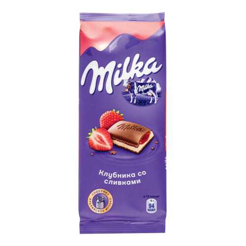 Шоколад молочный Milka клубника со сливками 90 г в Да