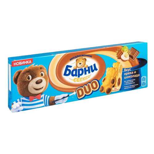 Пирожное бисквитное Барни duo вкус ореха и шоколада 150 г в Да