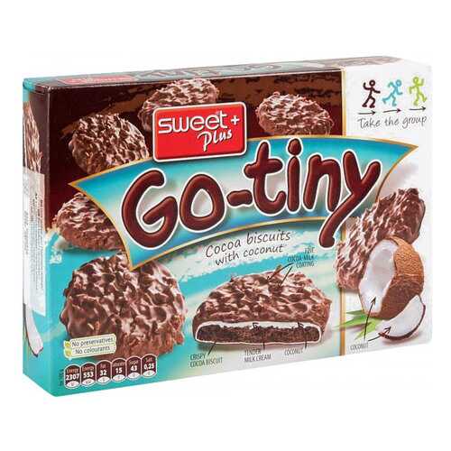 Печенье бисквитное Sweet Plus go-tiny со вкусом шоколада и кокосом 130 г в Да