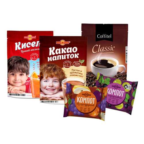 Набор напитки ( компот, кисель, какао, кофе) Русский продукт 5 штук в Да
