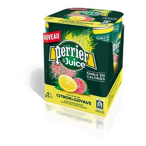 Вода минеральная газированная Perrier со вкусом лимон-гуава 4 шт по 0.25 л в Да